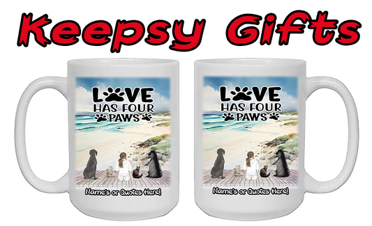 Woman & Up To Four Cats or Dogs 15oz Personalised Mugs