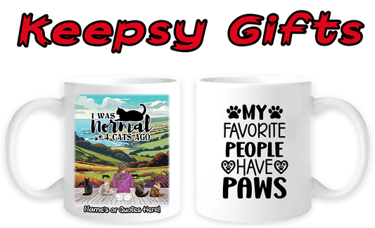 Woman & Up To Four Cats 11oz Personalised Mugs - Right-Side Quote