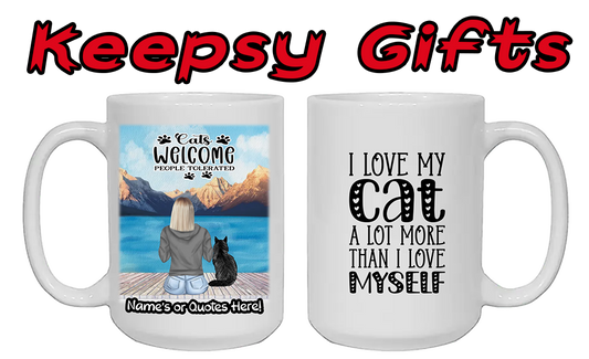 Woman & Up To Four Cats 15oz Personalised Mugs - Right-Side Quote